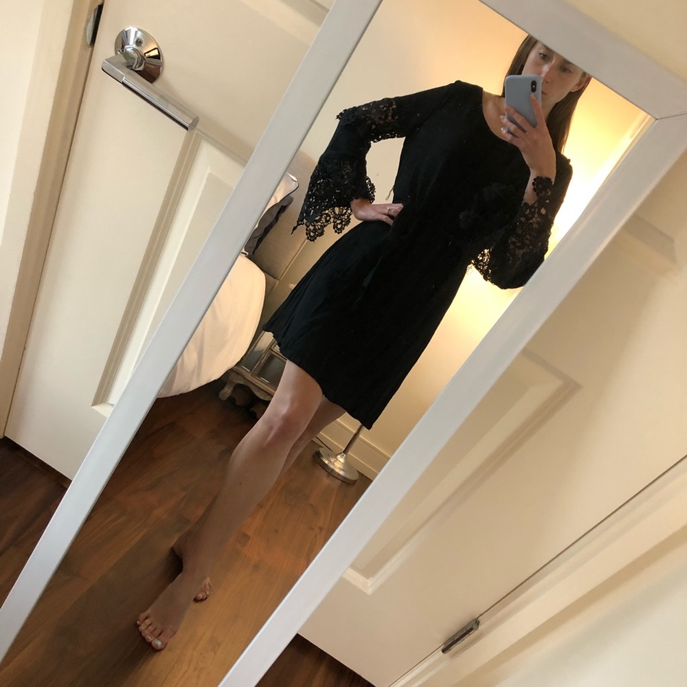 Francesca’s Black Bell Sleeve Dress